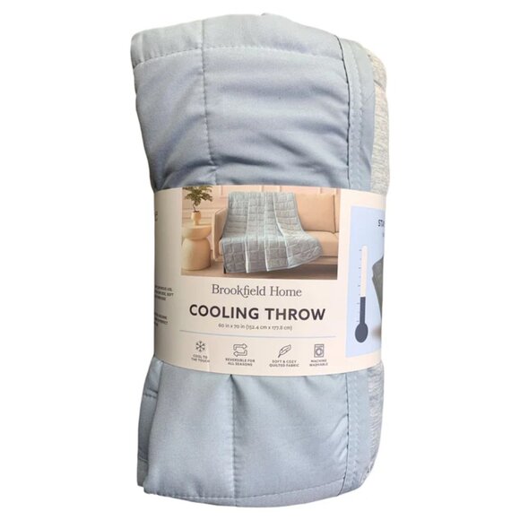 Brookfield Home Reversible All-Season Cooling Throw, 60" x 70", Blue New - Picture 1 of 3